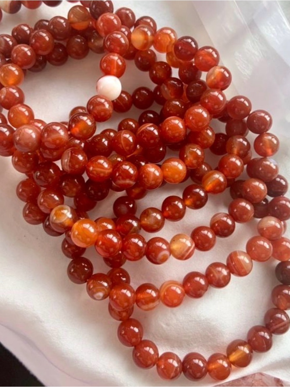 Carnelian Bead Stretch Bracelet - 4mm